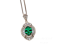 Emerald Necklace - Rose gold 18kgp @ Sterling Silver - Oval Cut Store exclusive Design - Green Emerald Pendant - May Birthstone 1069