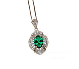 Emerald Necklace - Rose gold 18kgp @ Sterling Silver - Oval Cut Store exclusive Design - Green Emerald Pendant - May Birthstone 1069