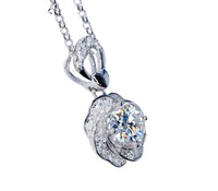 Genuine Moissanite Gemstone Necklace - GRA Certificate Gemstone Jewelry Round Cut Rose FlowerJewelry #792