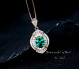 Emerald Necklace - Rose gold 18kgp @ Sterling Silver - Oval Cut Store exclusive Design - Green Emerald Pendant - May Birthstone 1069