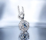 Genuine Moissanite Gemstone Necklace - GRA Certificate Gemstone Jewelry Round Cut Rose FlowerJewelry #792