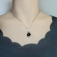 Black Pearl Necklace Sterling Silver Phoenix Pendant Black Pearl Jewelry 18k White gold coated # 609