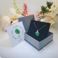 Green Jade Necklace Gemstone Mermaid Pendant White Gold plated Sterling Silver Fish Tail Natural Genuine Green Jade Jewelry #963