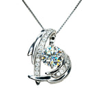 Angel Wing Genuine Moissanite Gemstone Necklace - GRA Certificate Round Cut Moissanite Gemstone Jewelry Pendant 1 CT 6.5 MM D color #887