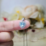 Tiny Blue Aquamarine Necklace, Gemstone Heart Sky Blue Gemstone Pendant , Sterling Silver White Gold plated Tiny Aquamarine Jewelry 057