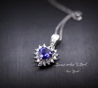 Minimalist Tiny Tanzanite Necklace - Lab Created Tanzanite Pendant - 18k @ Sterling Silver - December Birthstone Tanzanite Pendant 017