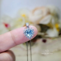 Tiny Blue Aquamarine Necklace, Gemstone Heart Sky Blue Gemstone Pendant , Sterling Silver White Gold plated Tiny Aquamarine Jewelry 057