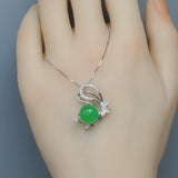 Green Jade Necklace - Sterling Silver Gemstone Butterfly Pendant 18KGP Jade Jewelry #450