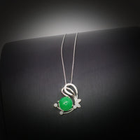 Green Jade Necklace - Sterling Silver Gemstone Butterfly Pendant 18KGP Jade Jewelry #450