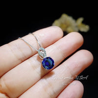 blue sapphire necklace,  minimalist blue sapphire