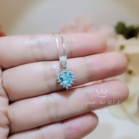 Tiny Blue Aquamarine Necklace, Gemstone Heart Sky Blue Gemstone Pendant , Sterling Silver White Gold plated Tiny Aquamarine Jewelry 057