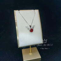 Gemstone Deer Antler Garnet Necklace - Sterling Silver 8mm Round Cut 2 Ct Garnet Pendant - January Birthstone #341