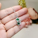 Cat Emerald necklace, Gemstone Kitty Cat Emerald Pendant, Sterling Silver Pet Cat lover gift Kitten Jewelry #217
