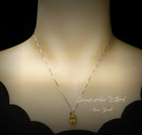 Yellow Moissanite Gemstone Necklace - Solitaire Teardrop Cut - 18KGP @ Sterling Silver - Lab Created Citrine November Birthstone #585
