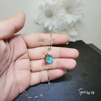 Blue Paraiba Necklace - Sterling Silver 2 CT Round Swan Pendant - 18KGP - Blue Paraiba Tourmaline - Solitaire Minimalist Swan Necklace #160