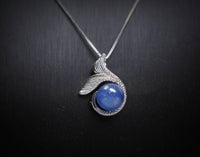 Dainty Natural Blue Kyanite Necklace - Sterling Silver Mermaid Pendant Throat Chakra Healing