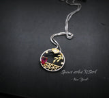 Unique Style Tiny Ruby Necklace - 18kGP Sterling Silver Artistic Poetic Ruby Pendant #292