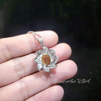 Genuine Citrine Necklace - Sterling Silver 2.8 CT Citrine Pendant - Milky Way Spiral Galaxy Energy Vortexes Windmill Jewelry #820