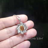 Genuine Citrine Necklace - Sterling Silver 2.8 CT Citrine Pendant - Milky Way Spiral Galaxy Energy Vortexes Windmill Jewelry #820