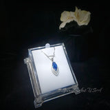 Blue Sapphire Necklace Marquise Cut White Gold Coated Full Sterling Silver Large 3 CT Blue Sapphire Pendant Gemstone Leaf Navette Style #676