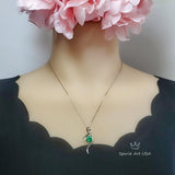 2 CT Round Emerald Necklace Sterling Silver Bow Swirl Infinity Green Emerald Pendant Green Gemstone Jewelry May Birthstone #509