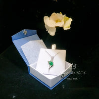 2 CT Round Emerald Necklace Sterling Silver Bow Swirl Infinity Green Emerald Pendant Green Gemstone Jewelry May Birthstone #509