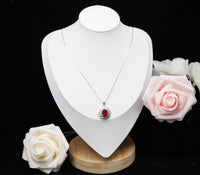 Large Ruby Necklace - Diamond Milky Way Spiral Pendant - 18KGP White Gold Sterling Silver - 3 CT Galaxy Vortexes Windmill Ruby Jewelry #1001