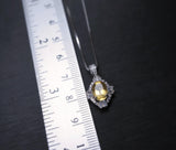 Sterling Silver Natural Citrine Necklace 1.5 CT Genuine Pendant Diamond Halo White Gold plated Dainty Royal Luxury 1073