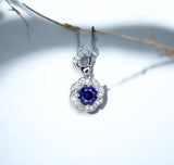 Tanzanite Necklace - Rose Flower Pendant - 18KGP @ Sterling Silver December Birthstone - Rose Flower Lab Created Blue Tanzanite Jewelry #457