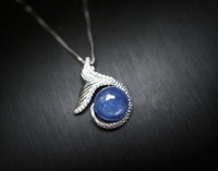 Dainty Natural Blue Kyanite Necklace - Sterling Silver Mermaid Pendant Throat Chakra Healing