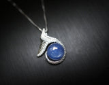 Dainty Natural Blue Kyanite Necklace - Sterling Silver Mermaid Pendant Throat Chakra Healing