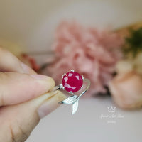 Ruby ring Sterling Silver Mermaid Ring - Adjustable Fish Tail Red Ruby Gemstone Ring 1061