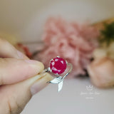 Ruby ring Sterling Silver Mermaid Ring - Adjustable Fish Tail Red Ruby Gemstone Ring 1061