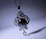 Large Freshwater Black Pearl Necklace - Full Full Sterling Silver High Quality Genuine Black Pearl Tassel Necklace 1024