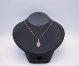 Tanzanite Necklace - 18k Rose gold coated Sterling Silver - Dainty Lab Created Tanzanite Jewelry - December Birthstone #536