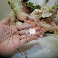 Opal Necklace - Rose Gold Gemstone Petal Flower Jewelry Sterling Silver Synthetic Opal Leaf Pendant Jewelry #207