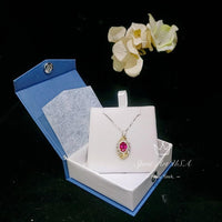 Fuchsia Ruby Necklace - Spiral of Life 1.5 CT Red Gemstone Pendant Spiritual Gemstone Flower Silver Gold Halo Swirl Leaf Jewelry #642