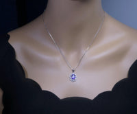 Genuine Amethyst Necklace Sterling Silver Sim Gemstone Flower White Gold Coated Natural Purple Gemstone February Birthstone Jewelry #456