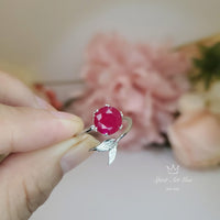 Ruby ring Sterling Silver Mermaid Ring - Adjustable Fish Tail Red Ruby Gemstone Ring 1061