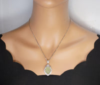Large Prehnite Necklace - Sterling Silver Green Prehnite Jewelry 1031