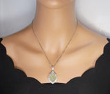 Large Prehnite Necklace - Sterling Silver Green Prehnite Jewelry 1031