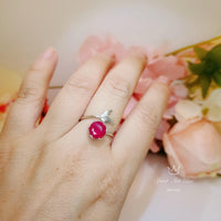 Ruby ring Sterling Silver Mermaid Ring - Adjustable Fish Tail Red Ruby Gemstone Ring 1061