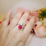 Ruby ring Sterling Silver Mermaid Ring - Adjustable Fish Tail Red Ruby Gemstone Ring 1061
