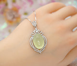 Large Prehnite Necklace - Sterling Silver Green Prehnite Jewelry 1031