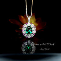 Green Emerald Necklace - Source Light Jewelry - 18KGP @Sterling Silver - Radiant Exclusive Store Design 2.8 CT - Emerald Pendant #870