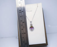 Ametrine Necklace - 925 Sterling Silver Teardrop Flower Lab Created Ametrine Pendant