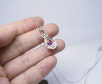 Ametrine Necklace - 925 Sterling Silver Teardrop Flower Lab Created Ametrine Pendant