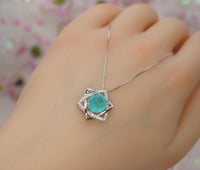 Paraiba Necklace - 18kgp @ Sterling Silver - Gemstone Star of Star Blue Paraiba Tourmaline Pendant #201
