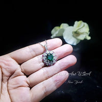 Green Emerald Necklace - Source Light Jewelry - 18KGP @Sterling Silver - Radiant Exclusive Store Design 2.8 CT - Emerald Pendant #870