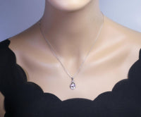 Ametrine Necklace - 925 Sterling Silver Teardrop Flower Lab Created Ametrine Pendant